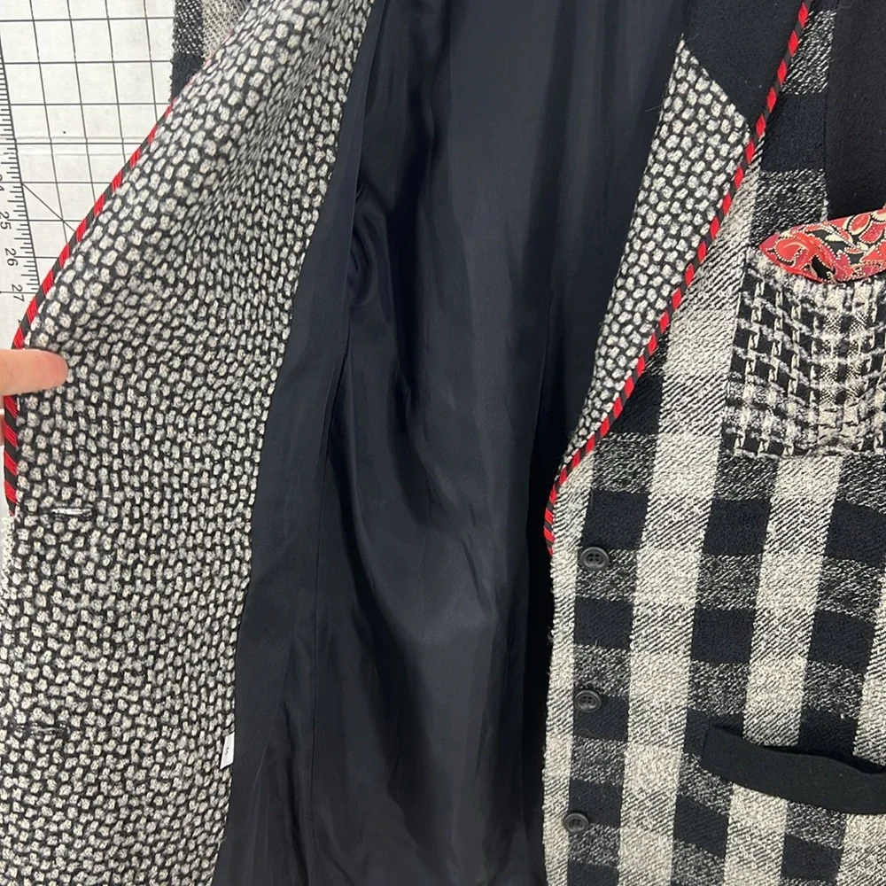 Canvas backs Lutton & horsField vintage check print art wear wool blend blazer M - Picture 8 of 14